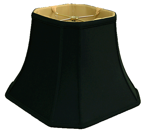 Black Square Cut Corner Shantung with Gold Lining & Piping