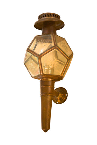 Pair of Brass and Beveled Glass Sconces