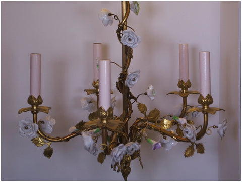 Elegant Brass and Flower Chandelier